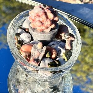 Red Vein Jasper Succulent & Marble Pot Mini Botswana Agate Angel Peach Moonstone